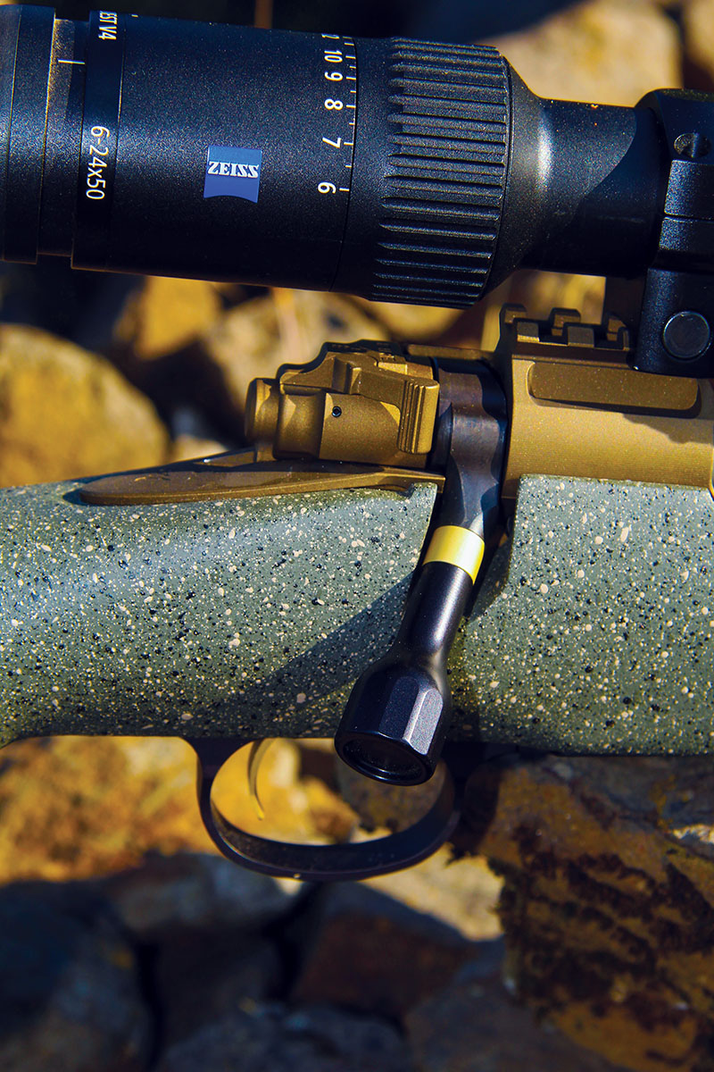 The bolt handle of new Montana Rifle Company rifles like this Highline includes a distinctive band of brass encircling the bolt stem, an aesthetically pleasing and distinctive touch.